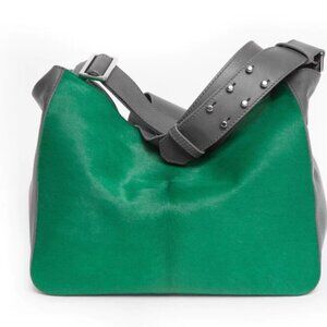 Laura Mini Crossbody Grey with Emerald Green